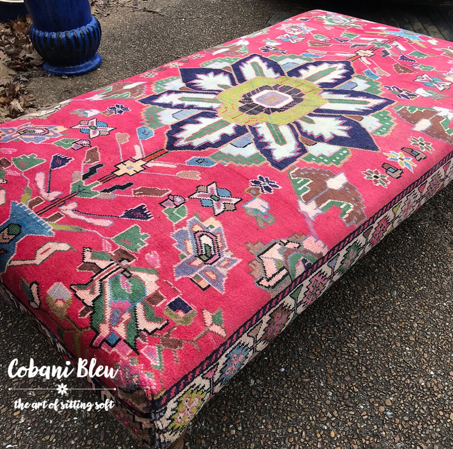 Stunning Oversized Rug Ottoman Cobani Bleu